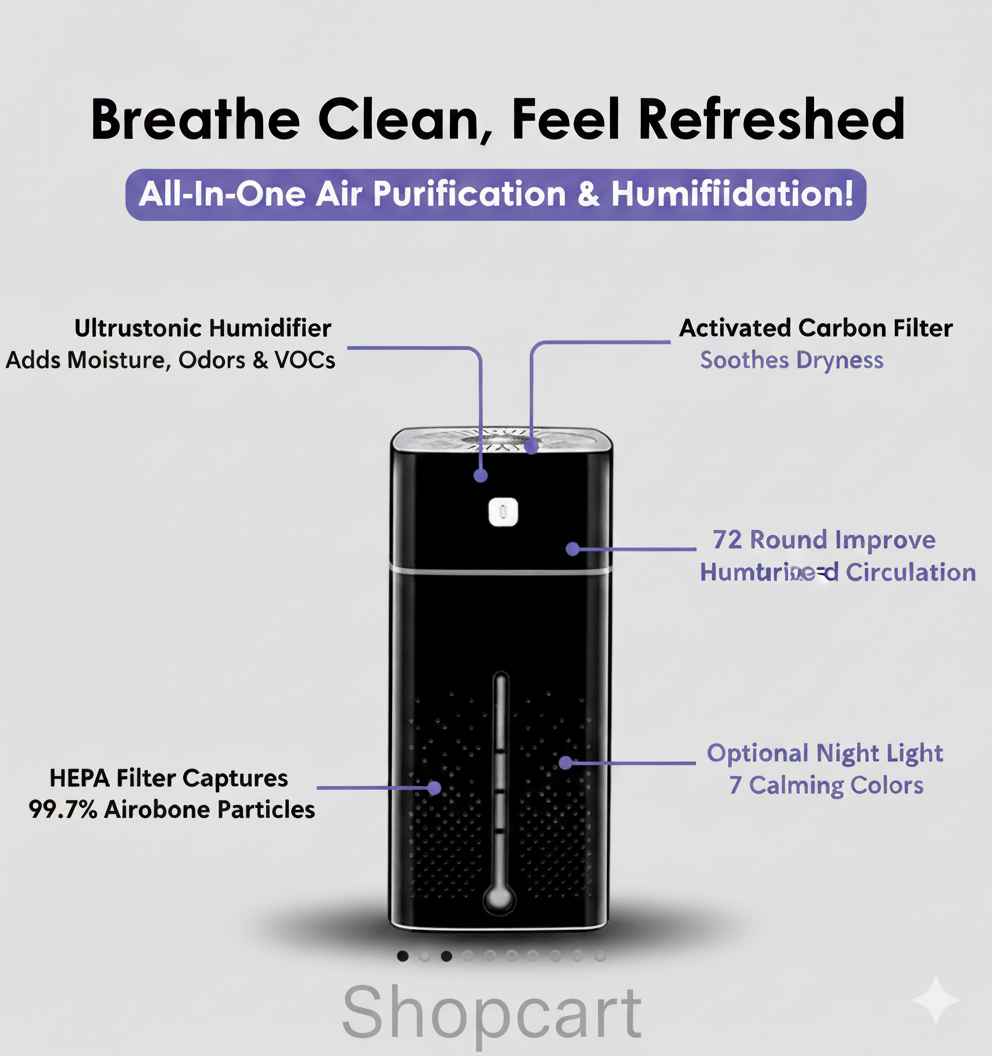 Air Purifier & Humidifier with LED Night Light | 55% Off – Shopcart Hub