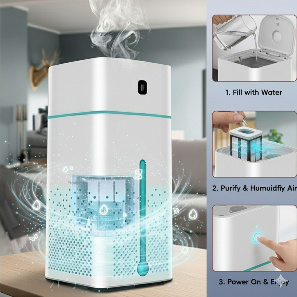Air Purifier & Humidifier with LED Night Light | 55% Off – Shopcart Hub